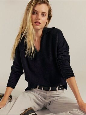 Free people Eloura cashmere Henley sweater black